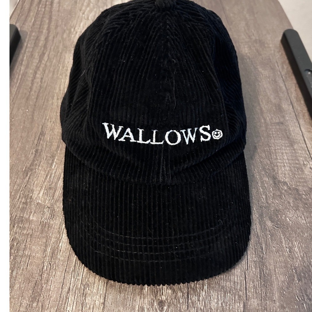 Wallows Tour Merch Corduroy Baseball Cap Black Embroidery Logo Adjustable Smiley
